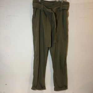 Topshop Belted High Waisted Pants Olive green